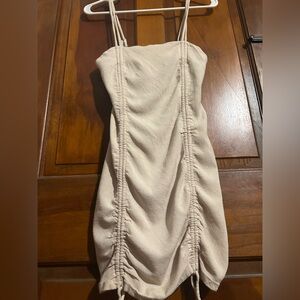 Tan cream boho gauze ruched mini dress small